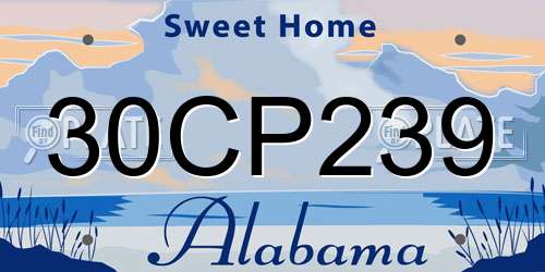 30CP239 Alabama License Plate