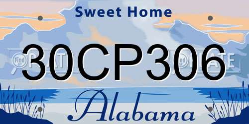 30CP306 Alabama License Plate