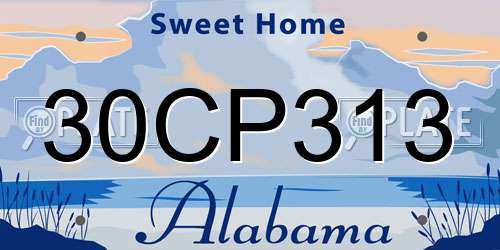 30CP313 Alabama License Plate