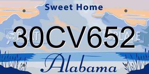 30CV652 Alabama License Plate