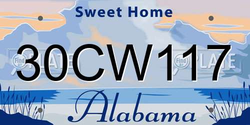 30CW117 Alabama License Plate