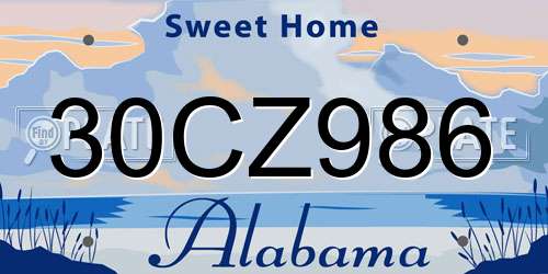 30CZ986 Alabama License Plate