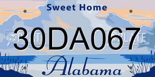 30DA067 Alabama License Plate
