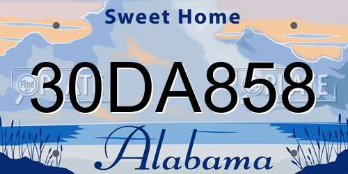30DA858 Alabama License Plate