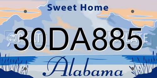 30DA885 Alabama License Plate