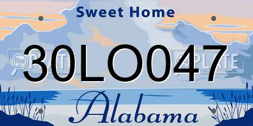 30LO047 Alabama License Plate