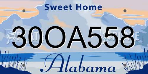 30OA558 Alabama License Plate