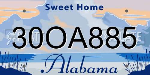 30OA885 Alabama License Plate