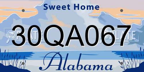 30QA067 Alabama License Plate