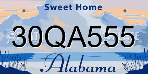 30QA555 Alabama License Plate