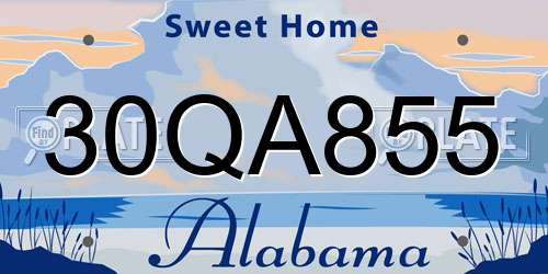 30QA855 Alabama License Plate