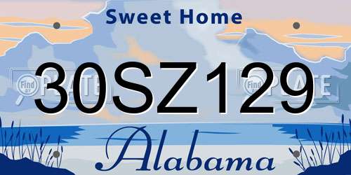 30SZ129 Alabama License Plate