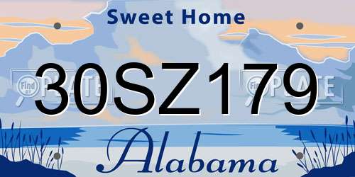 30SZ179 Alabama License Plate