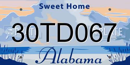 30TD067 Alabama License Plate