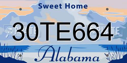 30TE664 Alabama License Plate