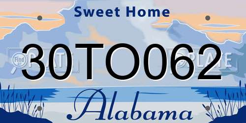 30TO062 Alabama License Plate