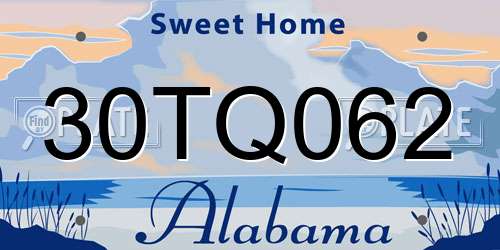 30TQ062 Alabama License Plate