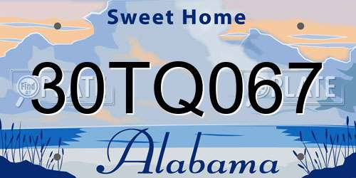 30TQ067 Alabama License Plate