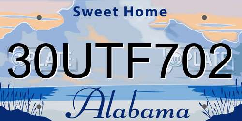 30UTF702 Alabama License Plate