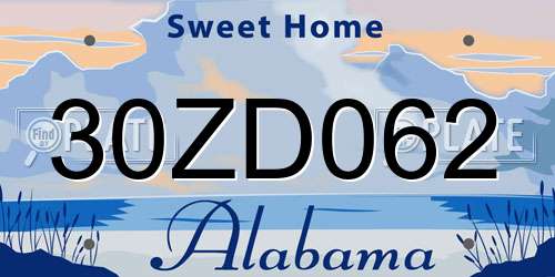 30ZD062 Alabama License Plate