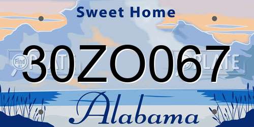 30ZO067 Alabama License Plate