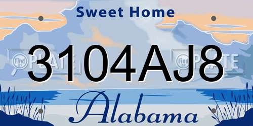 3104AJ8 Alabama License Plate