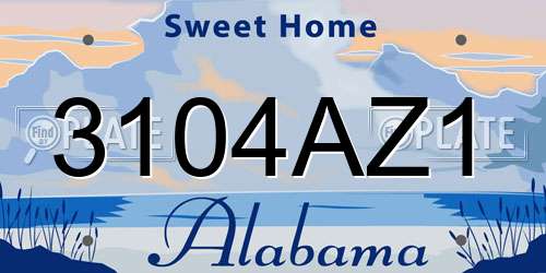 3104AZ1 Alabama License Plate