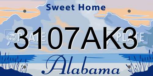 3107AK3 Alabama License Plate