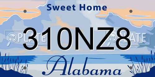 310NZ8 Alabama License Plate
