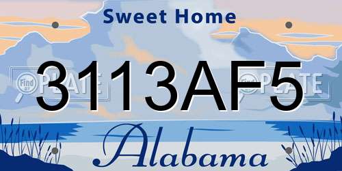 3113AF5 Alabama License Plate
