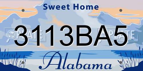 3113BA5 Alabama License Plate