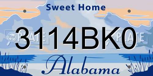 3114BK0 Alabama License Plate