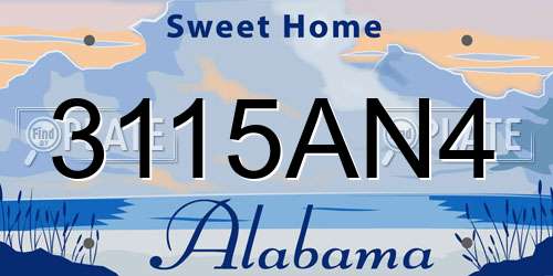 3115AN4 Alabama License Plate