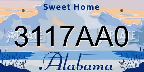 3117AA0 Alabama License Plate