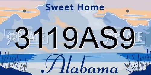 3119AS9 Alabama License Plate