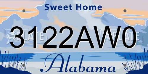 3122AW0 Alabama License Plate
