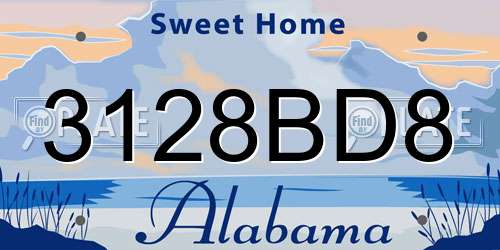 3128BD8 Alabama License Plate