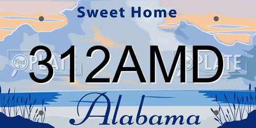 312AMD Alabama License Plate