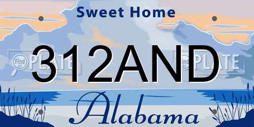 312AND Alabama License Plate