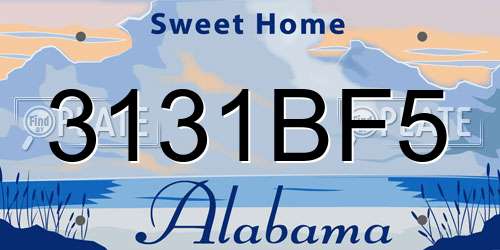 3131BF5 Alabama License Plate