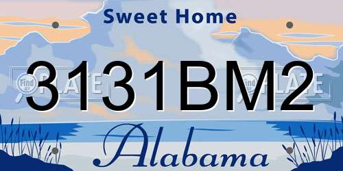 3131BM2 Alabama License Plate