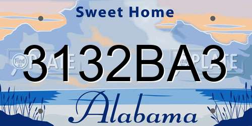 3132BA3 Alabama License Plate