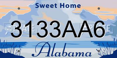 3133AA6 Alabama License Plate