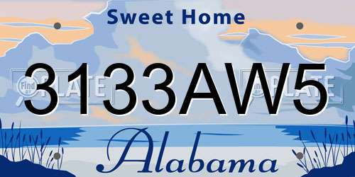 3133AW5 Alabama License Plate
