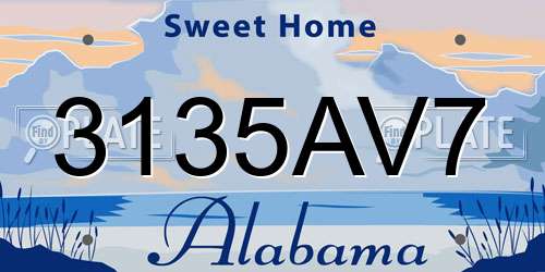 3135AV7 Alabama License Plate