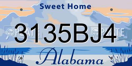 3135BJ4 Alabama License Plate