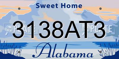 3138AT3 Alabama License Plate