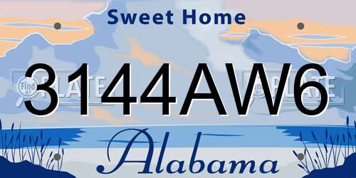3144AW6 Alabama License Plate