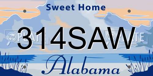 314SAW Alabama License Plate