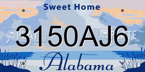 3150AJ6 Alabama License Plate